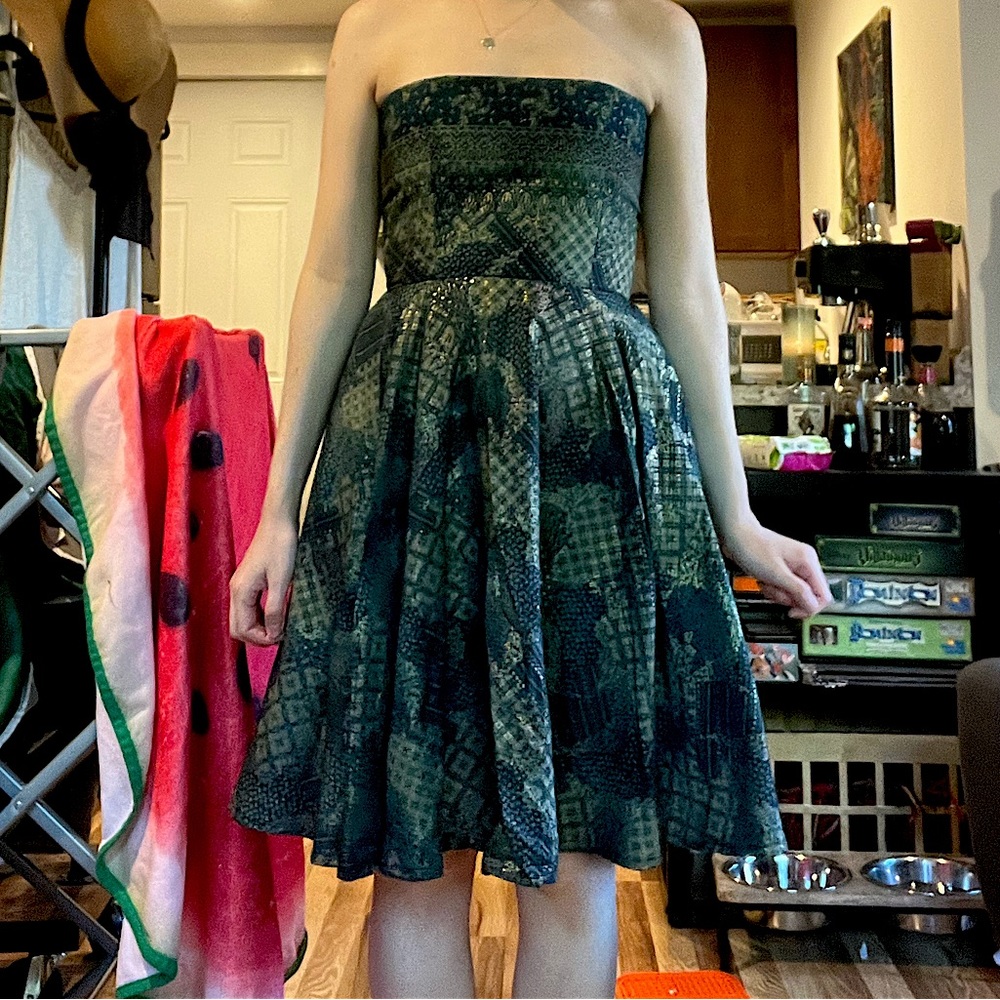 Gold and Teal Batik Dress